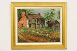 Spring Farmhouse Vintage Original Oil Painting Signed 25.5" #48377