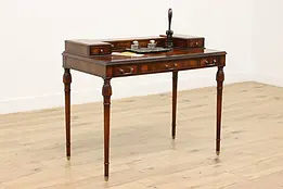 Georgian Design Vintage Mahogany Office Desk, Signed #50203