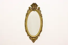 Victorian Antique Carved Grapes Boudoir or Hall Wall Mirror #50300