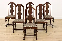 Set of 6 Tudor Design Antique Carved Dining or Game Chairs #50269