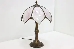 Art Nouveau Vintage Stained Glass Shade Desk or Table Lamp #48505