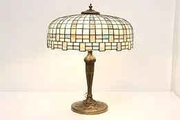 Desk or Table Vintage Stained Glass Shade Lamp #50507