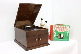 Victrola VV-VIII Antique Tabletop Phonograph & Records #50053