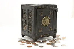 Victorian Cast Iron Antique Combination Safe Coin Bank #46761