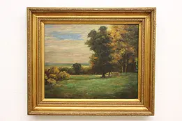 Autumn Landscape Vintage Original Oil Painting, Signed 39.5" #49819
