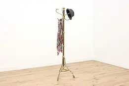 Traditional Design Vintage Brass Hall Coat Stand, Swivel Top #48139