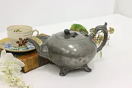 Victorian Antique Pewter Teapot, Pumpkin Lid, Lewis & Co #50368