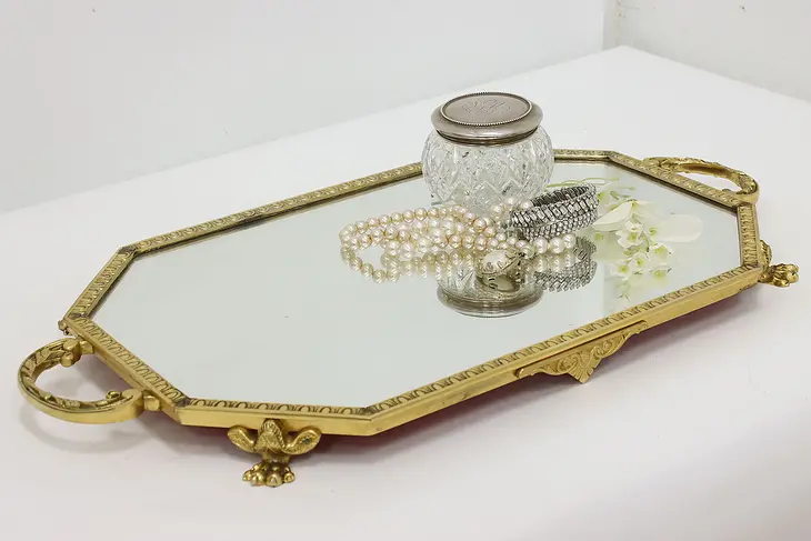 Victorian Design Gilt Bronze Mirror Perfume or Jewelry Tray #49370