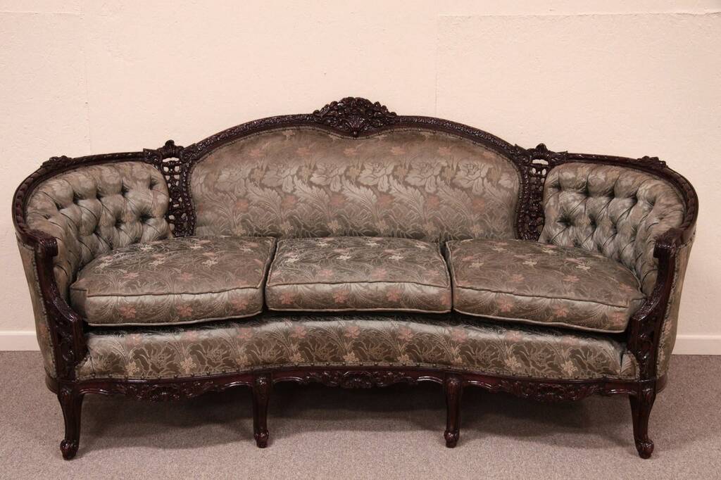 SOLD - French Carved Vintage Sofa - Harp Gallery Antique Furniture