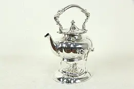 Silverplate Antique Tilting Tea Kettle or Coffee Pot & Burner, Wilcox #33352