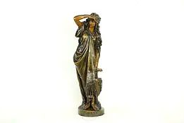 Sapho or Sappho of Lesbos, Antique Stucco Sculpture, Hand Painted Statue  #34182