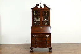 Traditional Georgian Vintage Mahogany Secretary Desk & Bookcase Scandia #33773