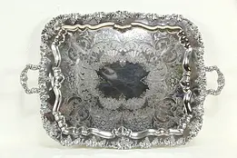Victorian Antique English Engraved 31" Silverplate Tray Grape Motif EGW&S #35127
