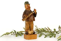 Italian Hand Carved Fruitwood Hunter Sculpture, Frangini of Florence  #37437