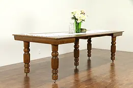 Victorian Antique Square Oak Dining Table, 5 Leaves, Extends 99" #31344