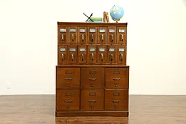 Oak Antique 20 Drawer Stacking Library or Office File Cabinet #31807