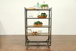 Iron Industrial Salvage Vintage Shelf Unit, Bookcase, Wine or Pantry Rack #31041