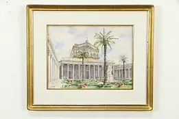 Roman Forum Original Watercolor Painting Signed 2012, Gold Leaf Frame 23" #35060