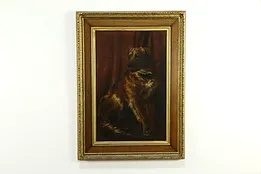 Victorian Antique Original Large Oil Painting Portrait of Mastiff Dog 56" #35189