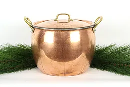 Copper Vintage Hand Hammered Farmhouse Italian Stock or Soup Pot, Ruffoni #36060