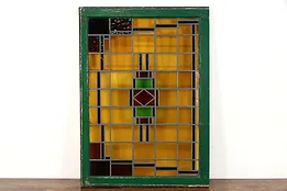 Craftsman Antique Architectural Salvage Leaded Stained Glass Window 44.5" #38849