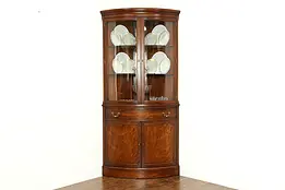 Traditional Mahogany Curved Glass Vintage Corner Cabinet, Landstrom #33884