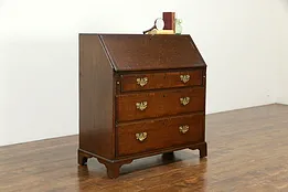 Traditional Georgian Design Antique Oak English Secretary Desk #34191