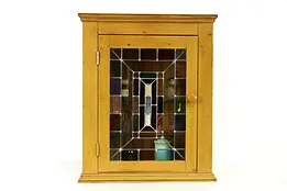 Medicine Chest, Antique Hanging Cupboard, Counter Cabinet, Stained Glass #37678