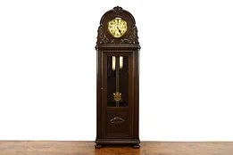 Art Deco Antique Carved Oak German Grandfather Clock, Brandmann, Berlin #36929