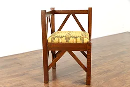 Arts & Crafts Mission Oak Craftsman Antique Corner Chair New Upholstery #38848