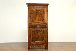 French Antique 1750 Farmhouse Country or Provincial Armoire Bonnetier #31574