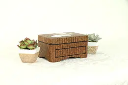 Bamboo Suzuri Bako Japanese Writing or Jewelry Box, Silver & Bronze Inlay #31083