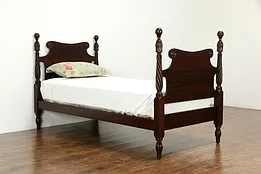 Twin Size Antique Carved Mahogany Poster Bed #34099