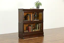 Oak Antique 2 Stack Lawyer Bookcase, Wavy Glass, Globe Wernicke #35766