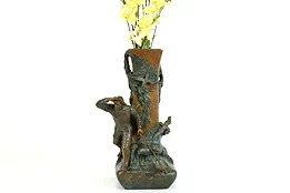 Art Nouveau Antique French Vase with Sailor and Birds Figures, Tin Liner #39844