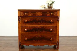 Empire Antique Flame Grain Mahogany 4 Drawer Chest or Dresser #40113