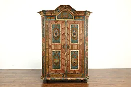 Bavarian German Antique 1815 Pine Hand Painted Armoire, Wardrobe, Closet #40499