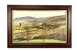 Hills & Mountain Landscape Vintage Original Oil Painting, Goldstein 48.5" #40414