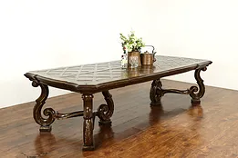 Renaissance Hand Hewn Vintage 10.5' Dining Table, Marge Carson #41256