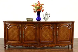 Country French Vintage Carved Oak Buffet, Server, Bar Cabinet, TV Console #40827