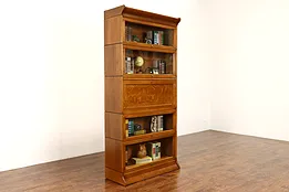 Arts & Crafts Mission Oak Antique 5 Stack Lawyer Bookcase & Desk #42010