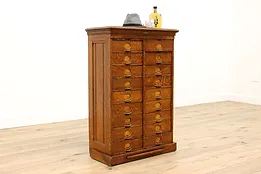 Victorian Antique Oak 18 Drawer Office Library File or Collector Cabinet #42580