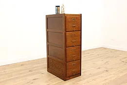 Traditional Oak 4 Drawer Antique Office or Library File Cabinet #43690