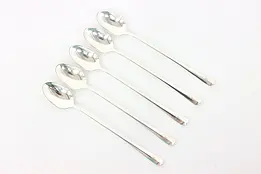 Set of 5 Victorian Antique Sterling Silver Ice Tea Spoons, Monogram S #44000