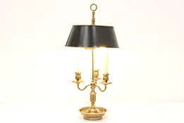 Bouillotte Brass Vintage Office or Desk Lamp, Tolewear Painted Shade  #43971