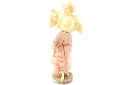 Victorian Antique Statue Rose Toned Alabaster Sculpture of a Woman  #44263