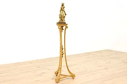 Italian Neoclassical Vintage Carved Gilt Plant Stand Sculpture Pedestal #44820