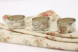 Set of 3 Victorian Antique Silverplate Napkin Rings Hand Engraved Initial #44975