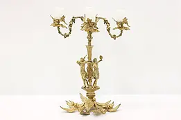 Renaissance Antique Cast Bronze Candelabra, Dancers, Cherubs, Grapevines #43816