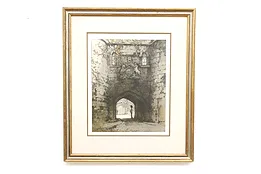 London Tower in England Antique Etching Print, Signed 32.5" #45249